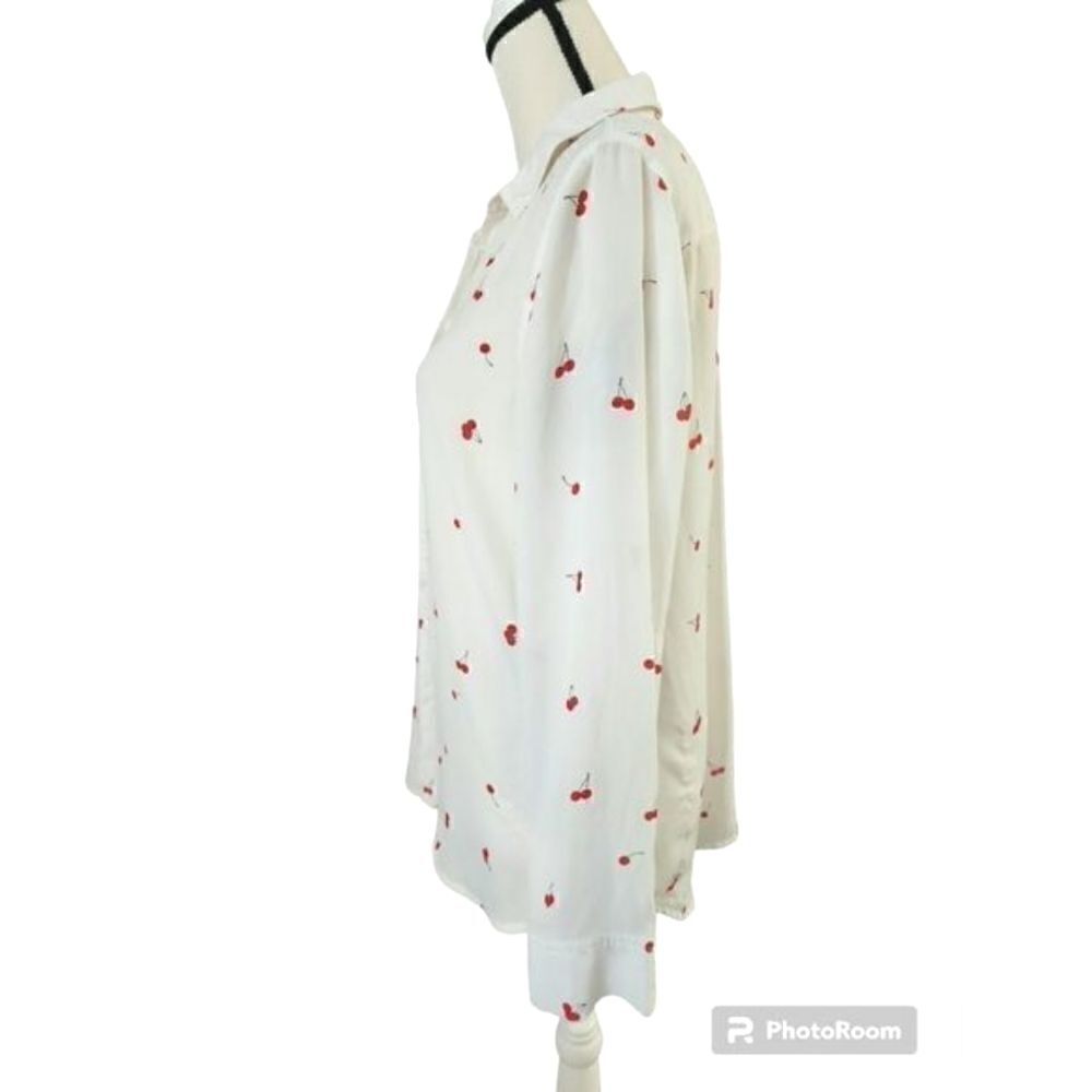 Como Blu Cherry Print Button Down Long Sleeve Col… - image 5